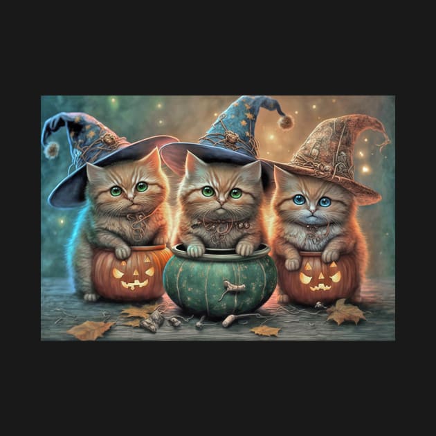 Halloween Cat Witches Greeting Card by candiscamera