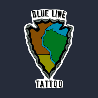 Blue Line Tattoo  Vintage Camp Style Logo T-Shirt