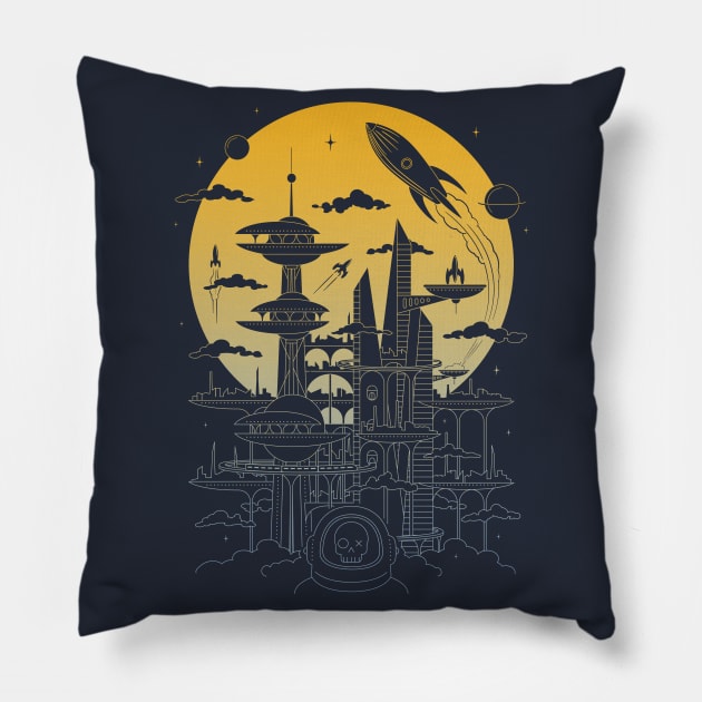 Solar City Pillow by heavyhand