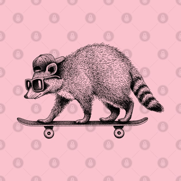 Thrash Panda Skateboarding Raccoon by HabbyArt