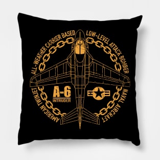 A-6 Intruder Attack Bomber Aircraft Distressed Airplane Art Pillow