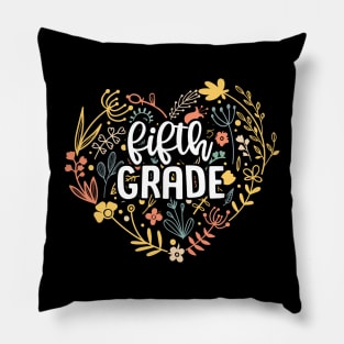 Fifth Grade Floral Heart Back To School Pillow