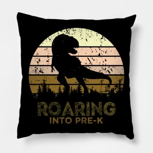 Kids Roaring Into Pre-K Dinosaur Back To School Vintage Boys Tees Gifts Pillow