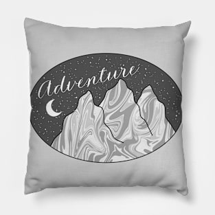 Adventure Moon and Mountains in an Oval, Made by EndlessEmporium Pillow