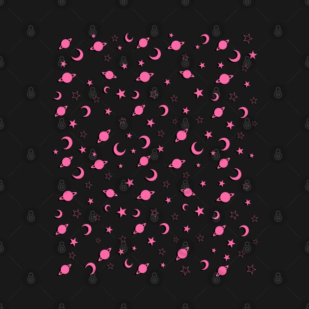 Pink and Grey, Space Stars Pattern by OneThreeSix