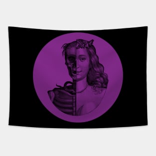 Halloween Skeleton Beauty Memento Mori, Black and Purple Style Tapestry