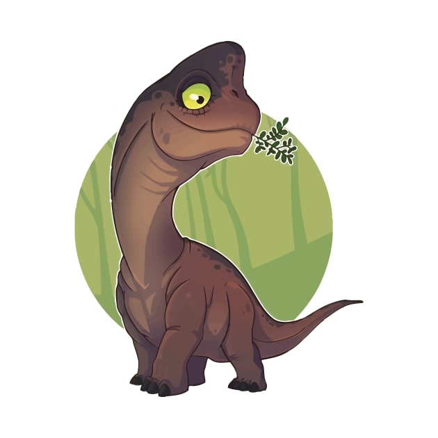 Delicate Dino: The Herbivore with Green Leaves by WorldDinosaurs