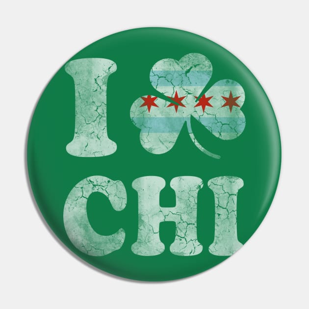 Chicago Flag Irish Shamrock St Patricks Day CHI Pin by E