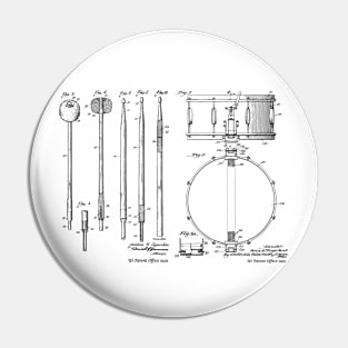 Drumsticks and Snare Drum Combo Vintage Patent Prints Pin