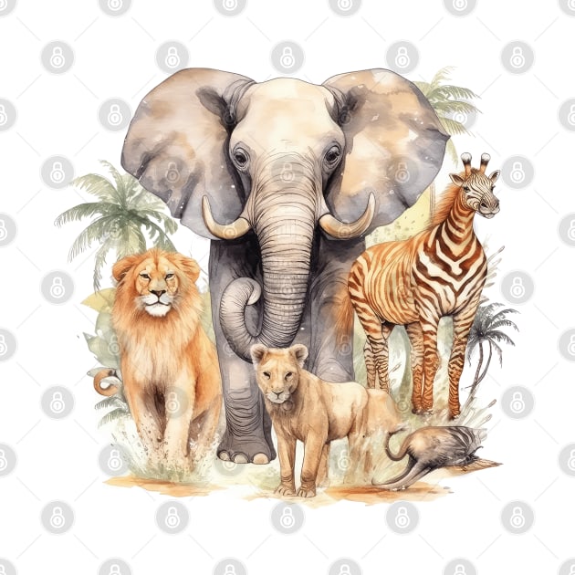 Watercolor Animal Safari #3 by Chromatic Fusion Studio