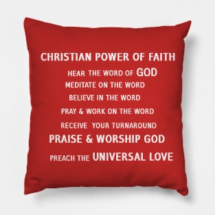 Christian Power of Faith Illustration on Red Background Pillow