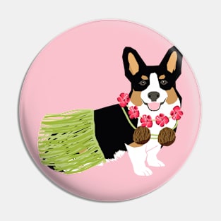 Tri Corgi Hula Dog Pin