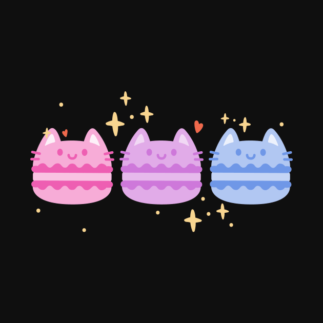 Cute Bisexual Macaron Cats by Psitta