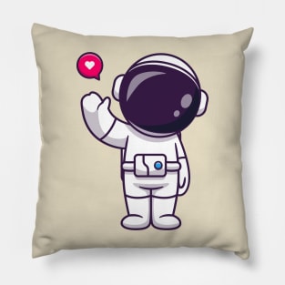 Cute Astronaut Waving Hand Cartoon Pillow