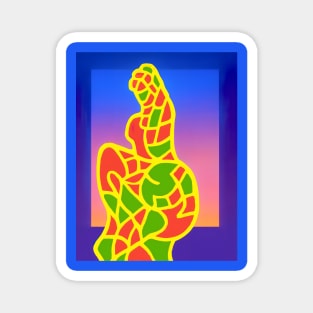 Y2K Abstract Study of a Woman – Neon Chillwave Silhouette Magnet