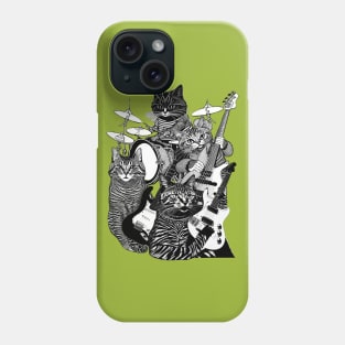 ROCK N ROLL CATS (Guitars, Bass, Drums) Cat Rock Band Phone Case