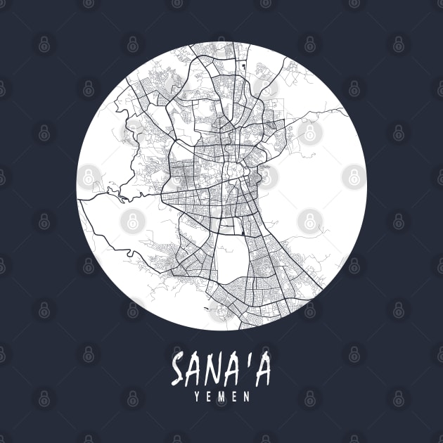 Sana'a, Yemen City Map - Full Moon by deMAP Studio