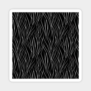 Monochrome Elegance: White Abstract Lines on Black Magnet