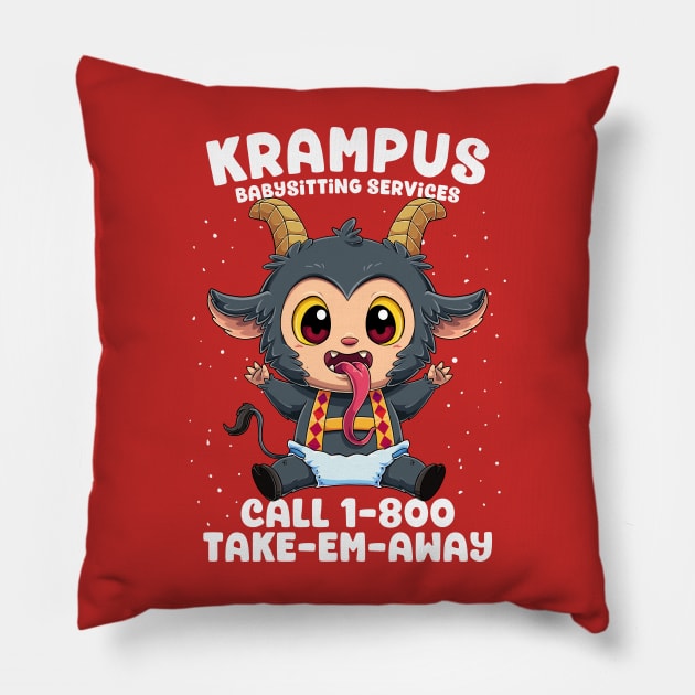 Cute Krampus: Tot Wrangler Extraordinaire Pillow by GoshWow 