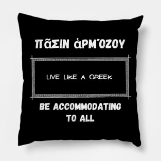 Be accommodating to all and live like a greek ,apparel hoodie sticker coffee mug t-shirt gift for everyone Pillow