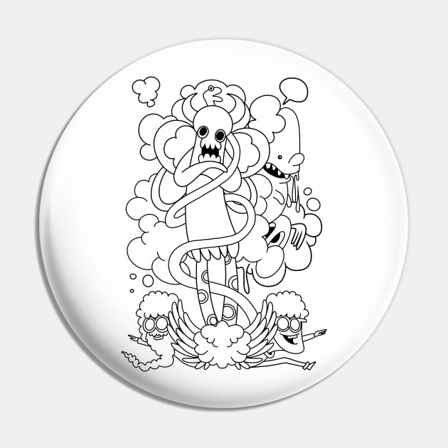 sketch illustration of  A cute monster and a friends Pin by 9georgeDoodle