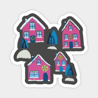 Pink House in the Winter Magnet