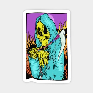 Dope trick or treat holloween scary man illustration Magnet