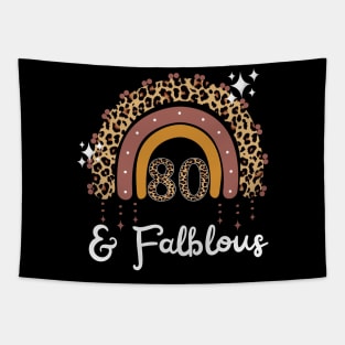 80 Years Old Fabulous Rainbow Leopard 80th Birthday Tapestry