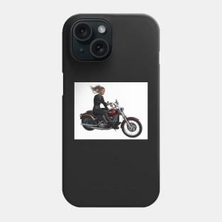 Young woman riding motorcycle Phone Case