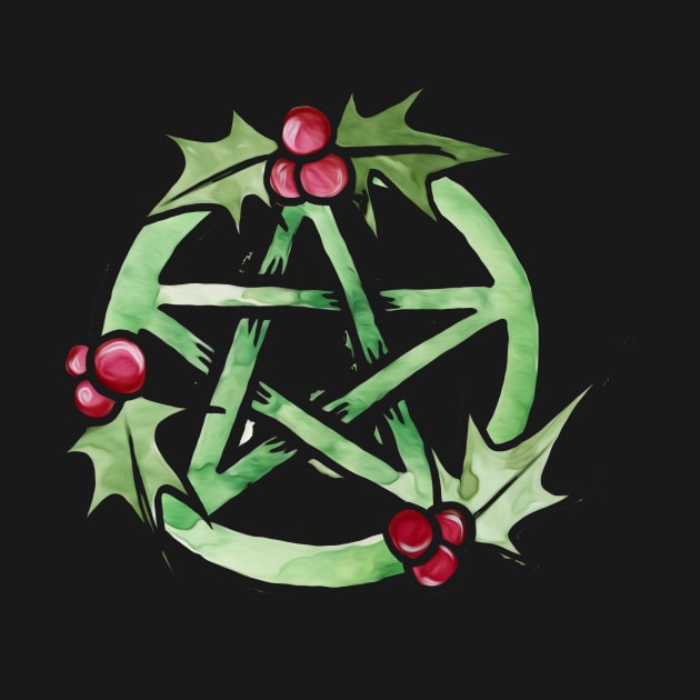 Pagan Yule Pentagram by bubbsnugg