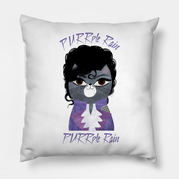 Purrple Rain Purrple Rain Pillow by Planet Cat Studio