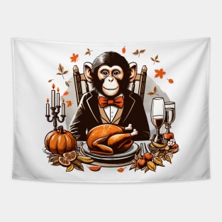 Happy Thanksgiving Monkey Tapestry