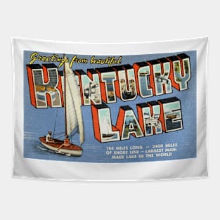 Greetings from Kentucky Lake - Vintage Large Letter Postcard Tapestry