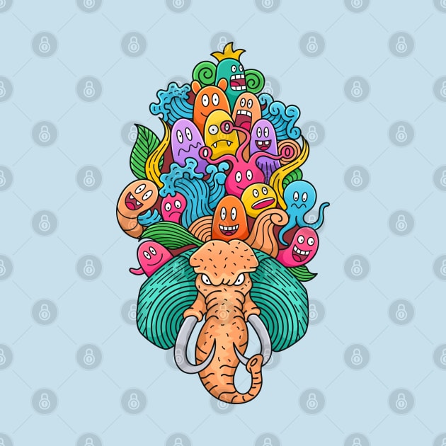 doodle monster character elephant by Mako Design 