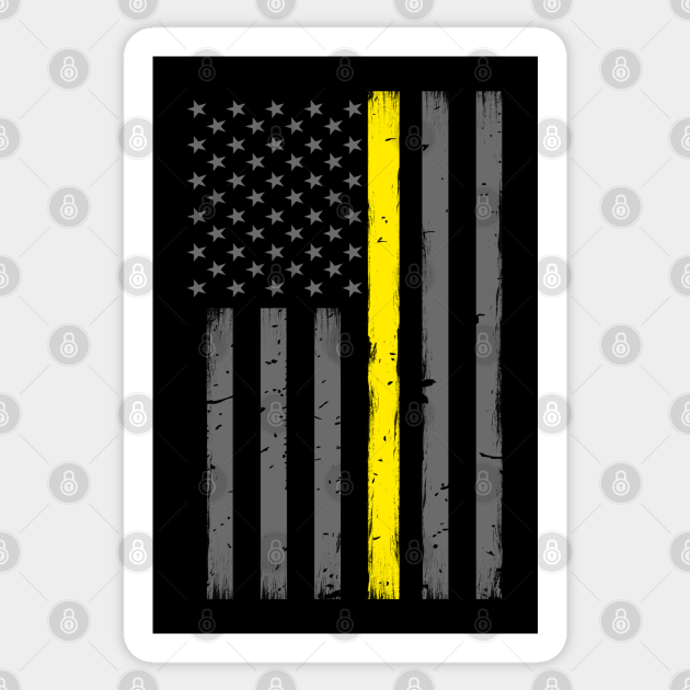 Thin Gold Line Flag Dispatch Distressed Vinyl Sticker Firefighters Police Thin Gold Line Flag Dispatch Distressed Vinyl Sticker Firefighters Police