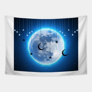 moon and blue stares Tapestry