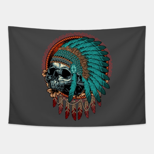 Indian Skull Head Tapestry by FirmanHatibu123