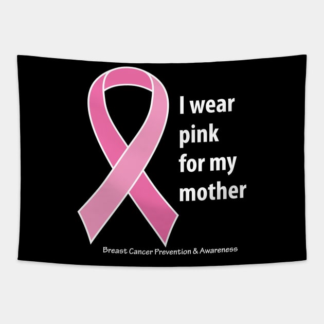 Breast cancer ribbon for mother, with white type Tapestry by Just Winging It Designs