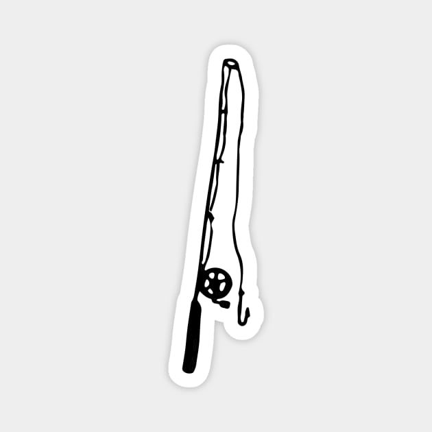 Fishing Pole Doodle Black - Fishing Pole Doodle Black - Magnet