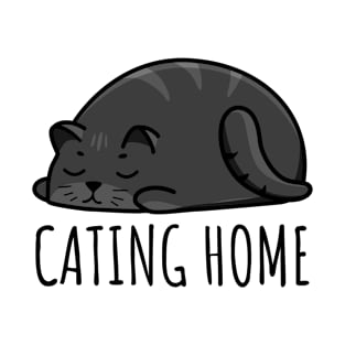 Black Cat Cating Home T-Shirt