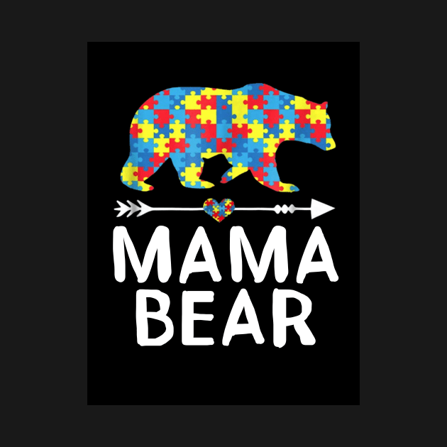 Autism Puzzle Mama Bear Funny Mothers Gift by Tatjana  Horvatić