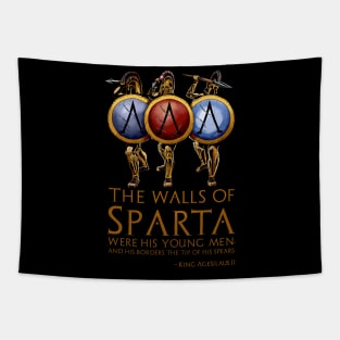 The walls of Sparta were his young men, and his borders the tip of his spears. - King Agesilaus II Tapestry