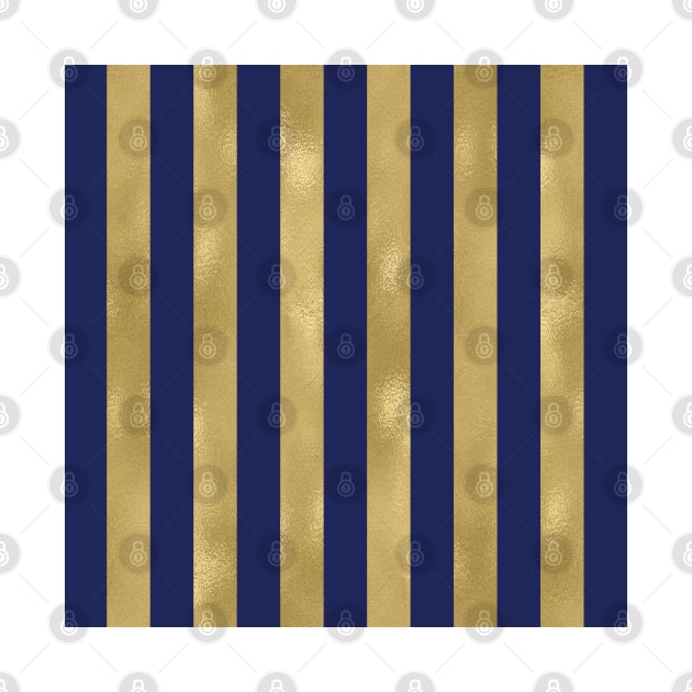 Navy Blue and Gold Metallic Vertical Stripes by AmyBrinkman