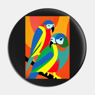 COLORFUL PARROTS RED BACKGROUND Pin