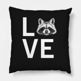 LOVE Raccoon Pillow