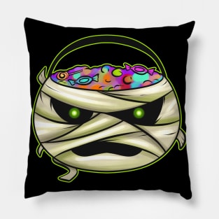 Sweets Bucket Scary Mummy Sweets Collecting On Halloween Pillow