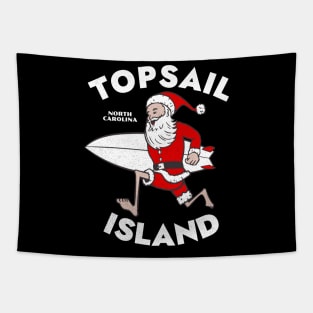 Topsail Beach, NC Christmas Vacationing Skiing Santa Tapestry