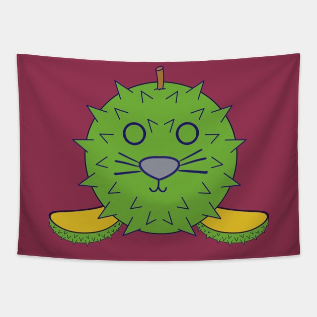 Kawaii Cute Durian Baby Seal Tapestry by vystudio