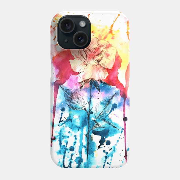 rose watercolor flovers Phone Case by NemfisArt