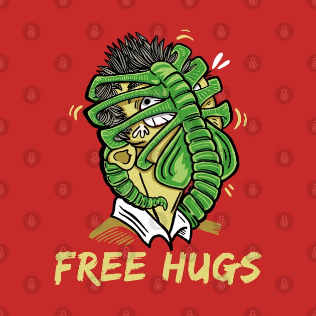 Free Hugs face hugger by Shirt Stories